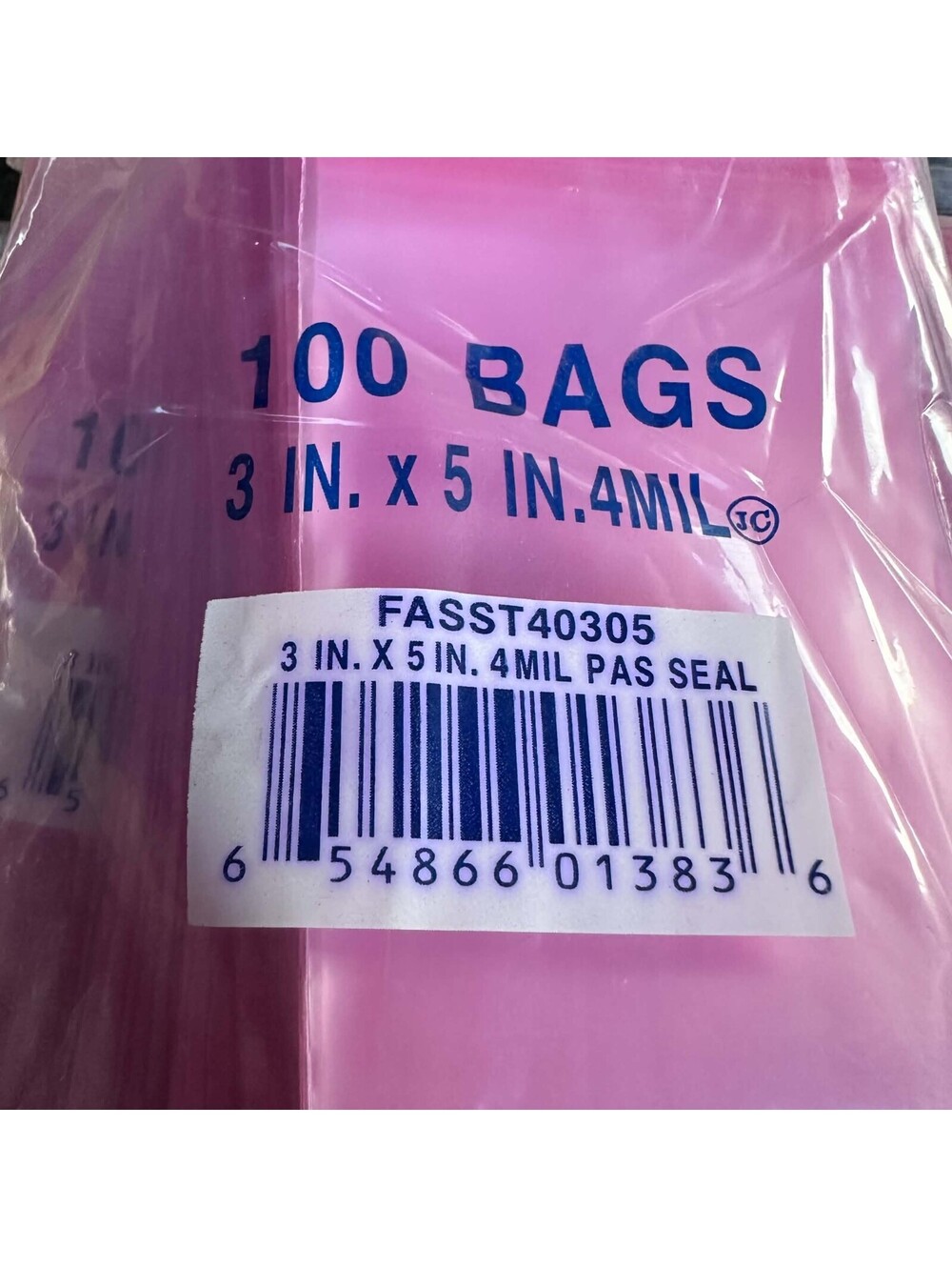 100 Pink Anti-Static Seal Top Poly Bags 3x5 4 Mil FASST40305